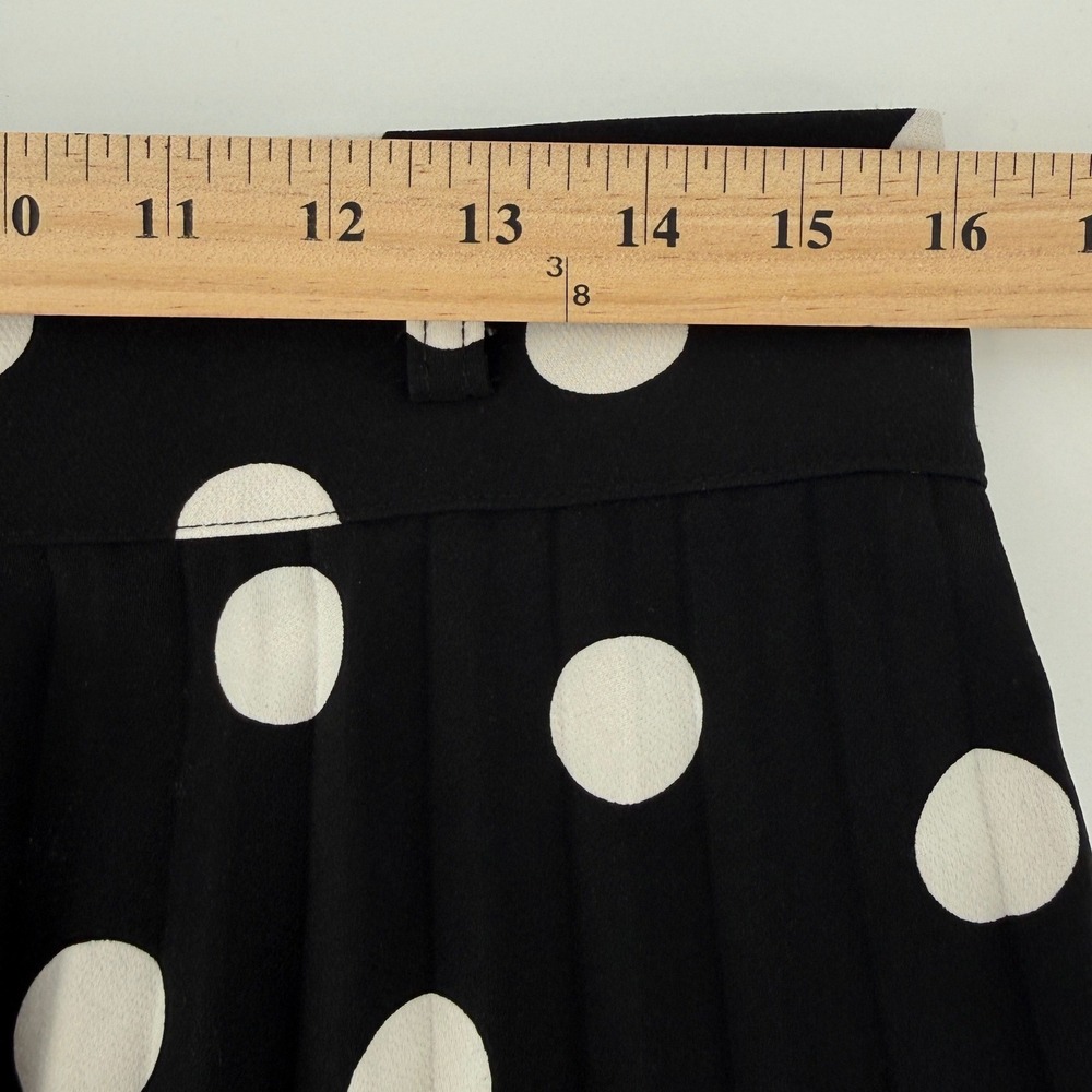 SEWO Womens Polka Dot Midi Skirt Size 42 US 10 B/W Pleated A-Line Made in Turkey - Picture 6 of 8